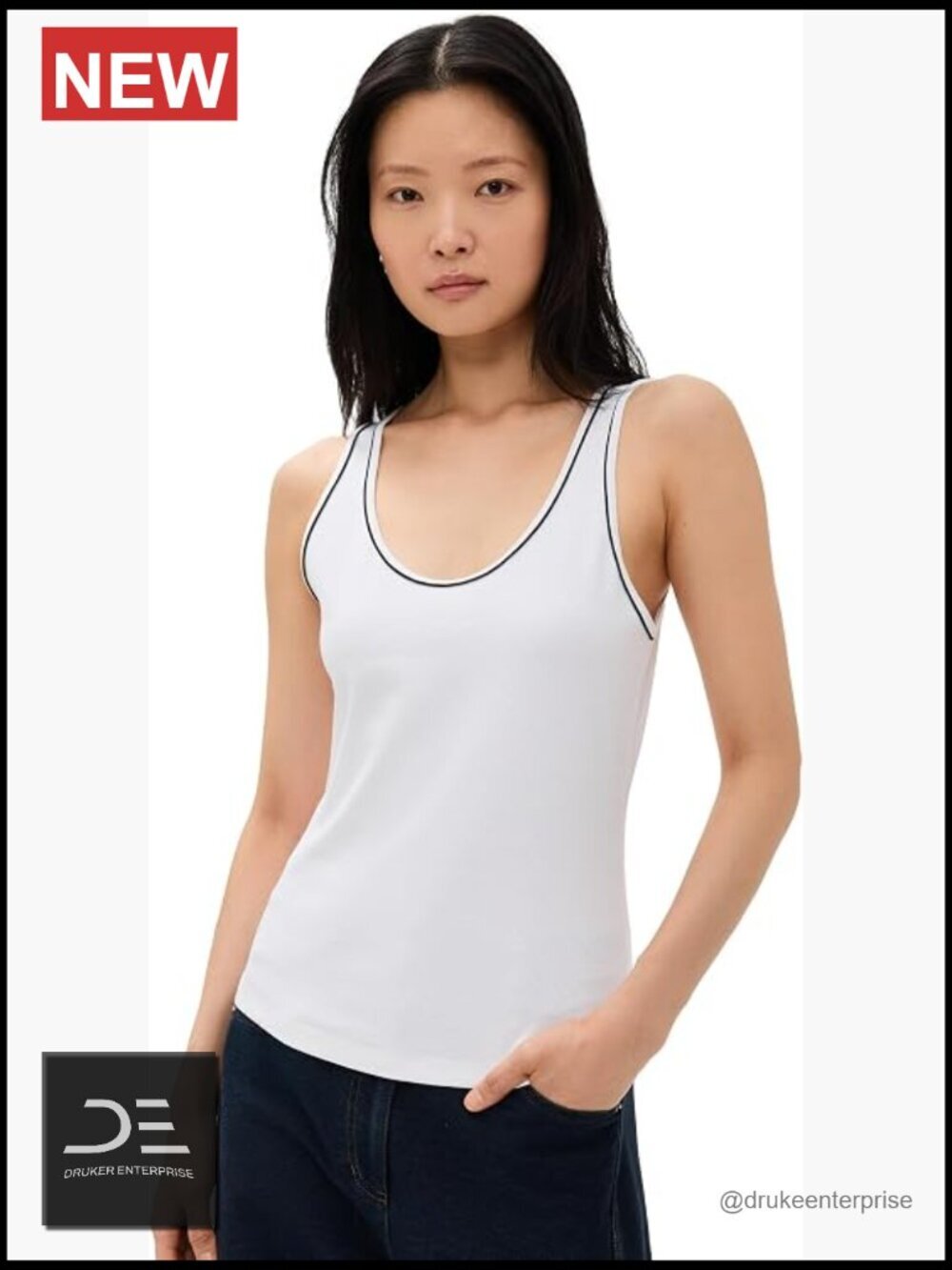 Scoop Neck Tank Top for Women - Lightweight Ribbed Knit